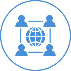 Icon showing global network connection among people.