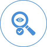Search icon with verification symbol